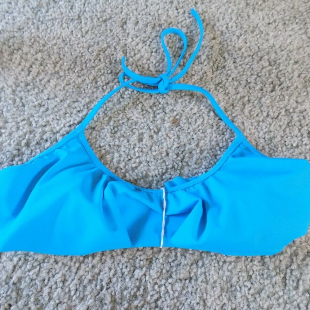 VICTORIA'S SECRET Aqua Ruffle Bikini Top, Small - Picture 1 of 2